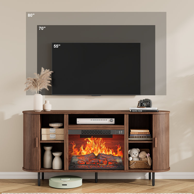 Latitude Run® Modern Fireplace Tv Stand For Tvs Up To 80'', Fluted